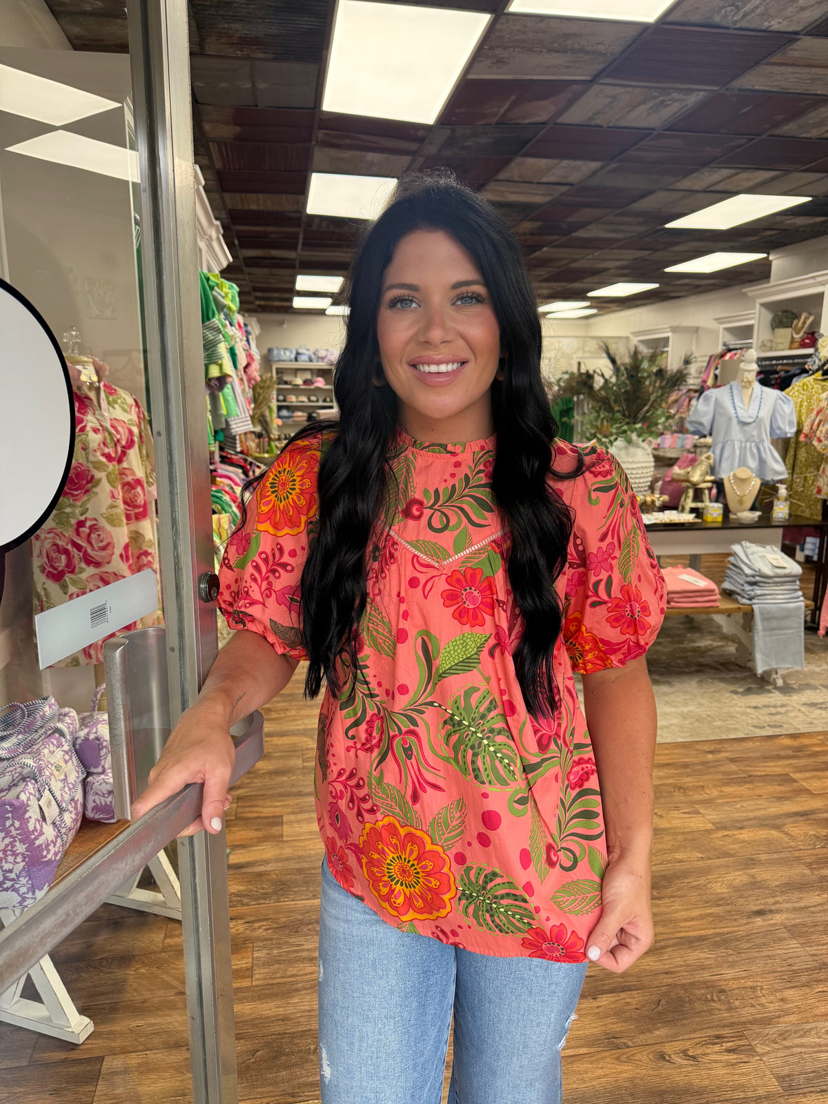 Coral Floral Top
