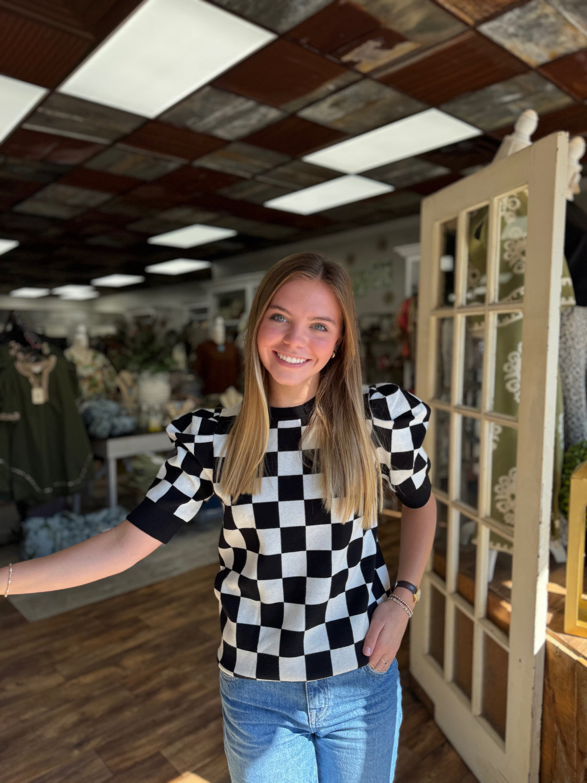 The Checkered Sweater in Black