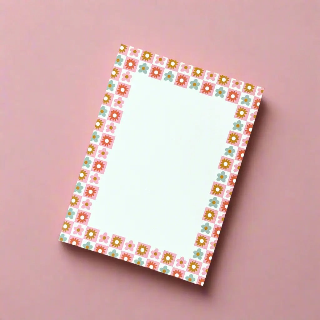 4x5.5in Notepad - Checkered Florals