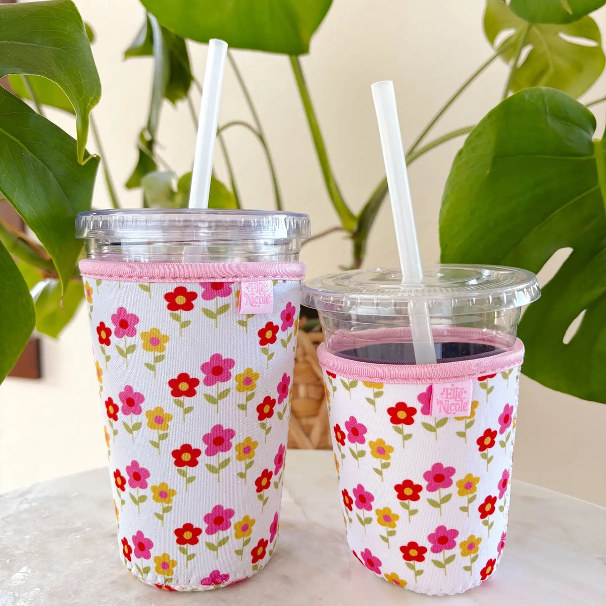 Coffee Cup Cover - Mod Floral - Iced Drink Sleeve- Small