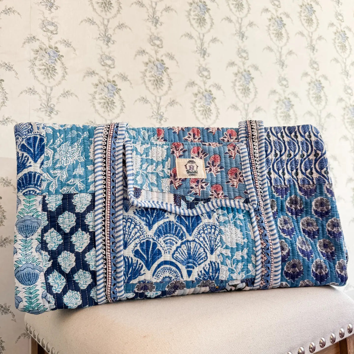 Blue City Large Quilted Duffel Bag