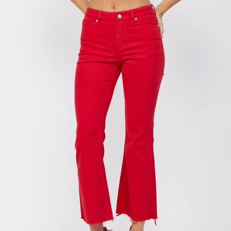 High Rise Ankle Flare in Husker Red