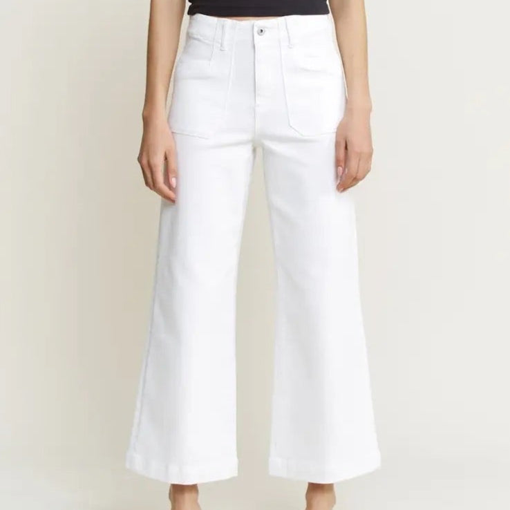 Super High Wide Cropped Utility in Snow Milk