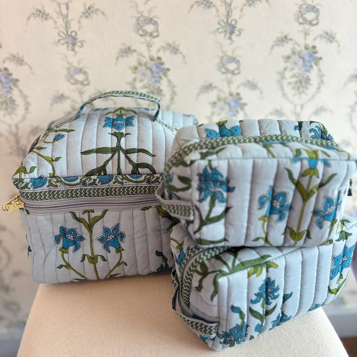 Iris Luxe | Quilted Cosmetic Bags-Set of 3