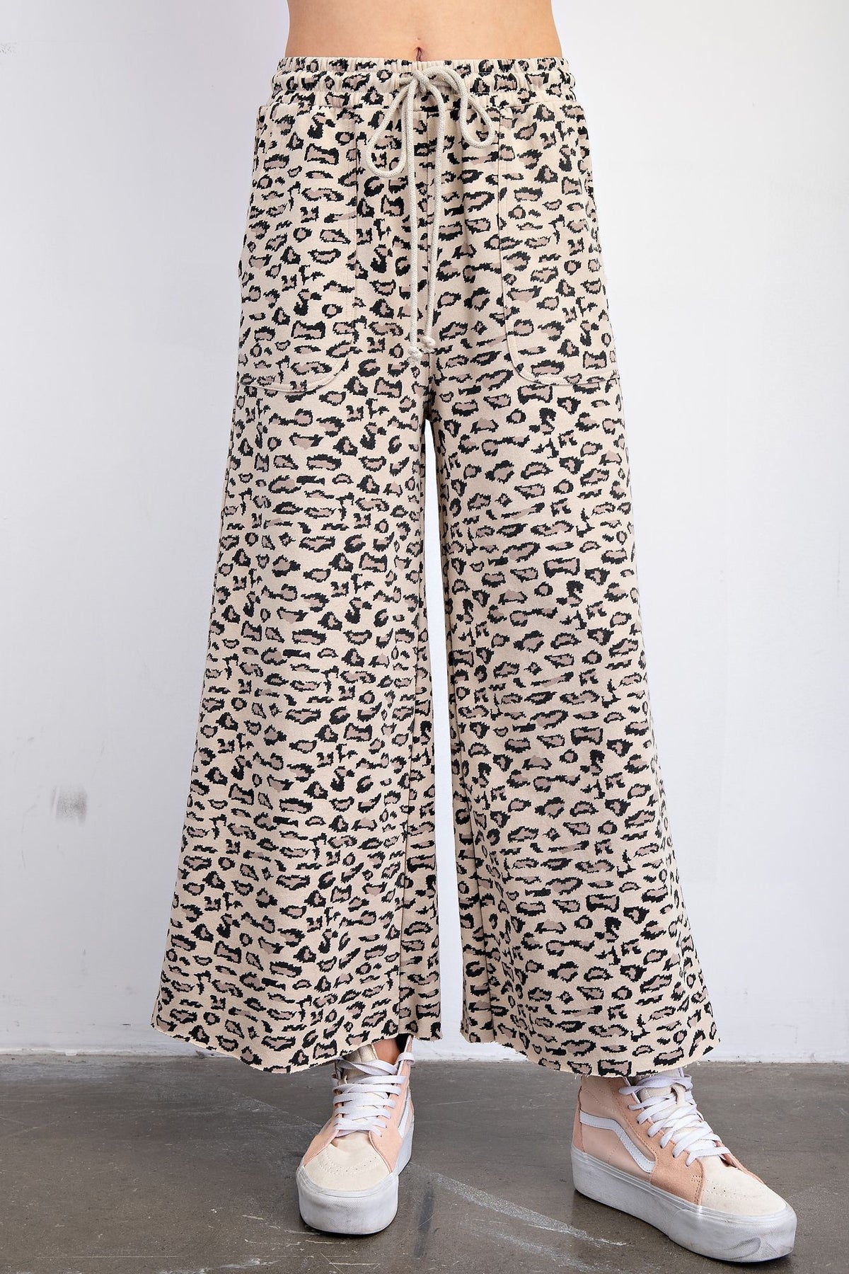 Animal Print Terry Knit Pants