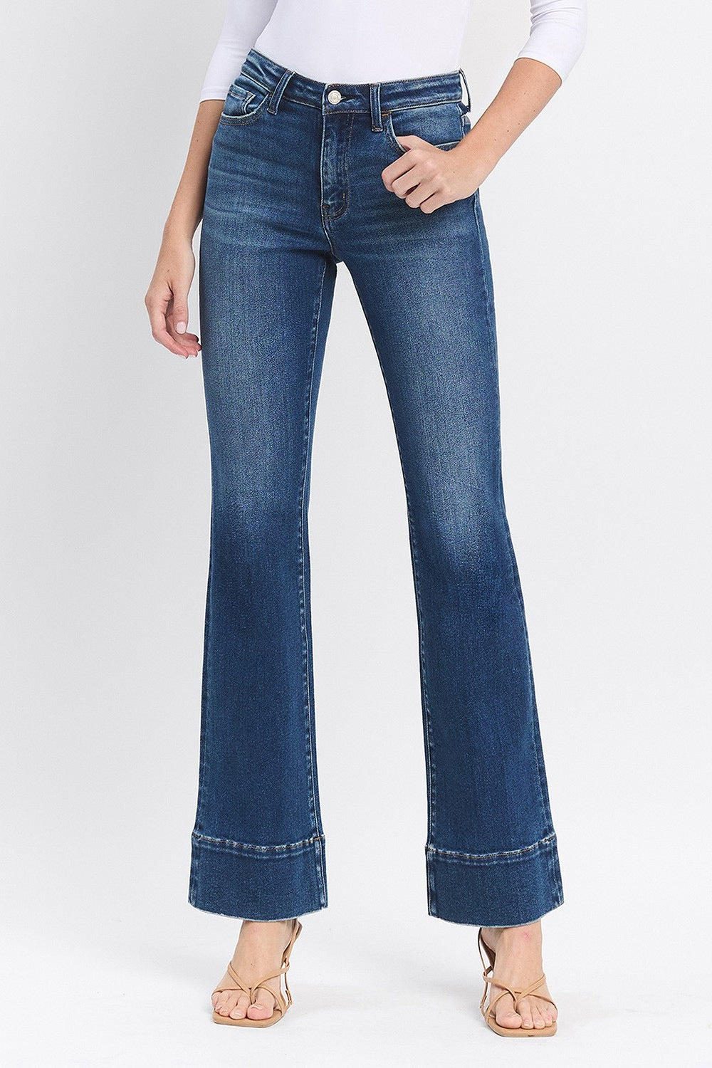 High Rise Trouser Hem Bootcut Jeans