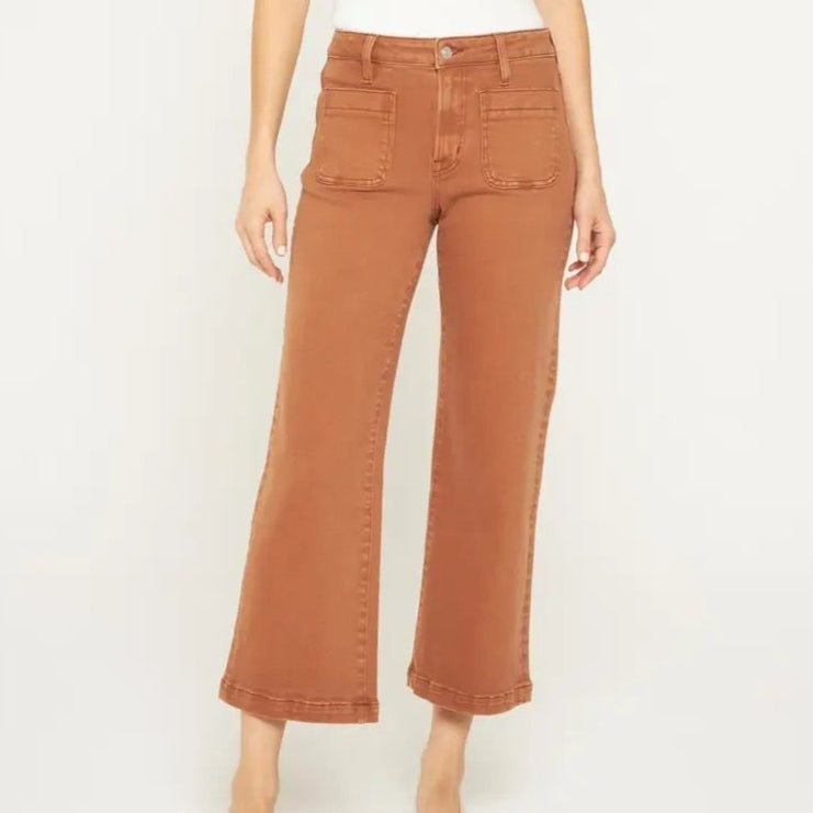 High Rise Cropped Wide Leg with Patch Pkt