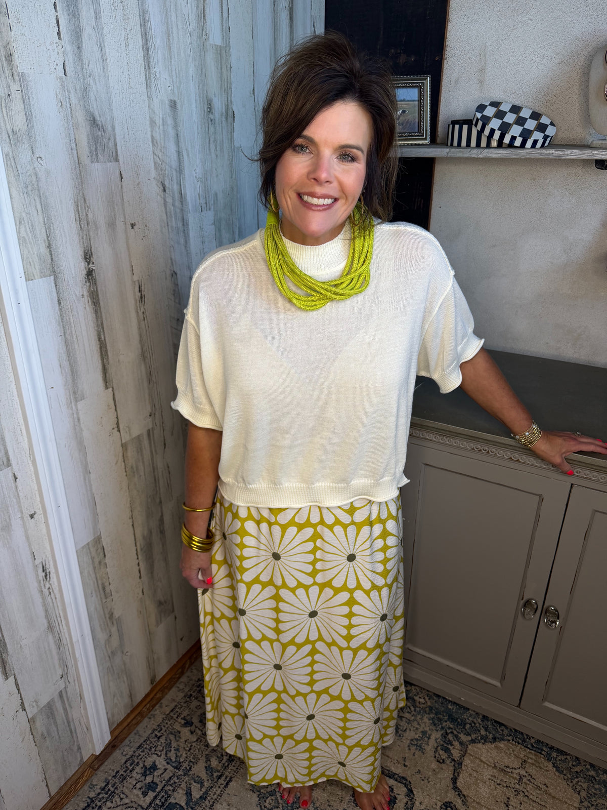 The Olive Flower Maxi Skirt