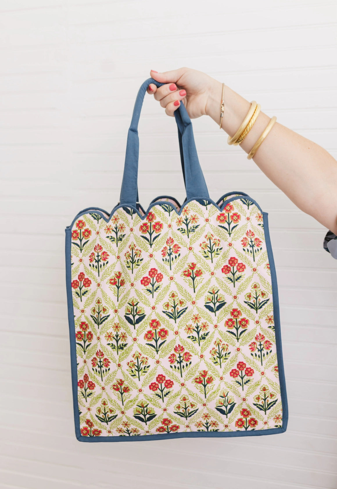 Scalloped Quilted Tote in Meadow Luxe