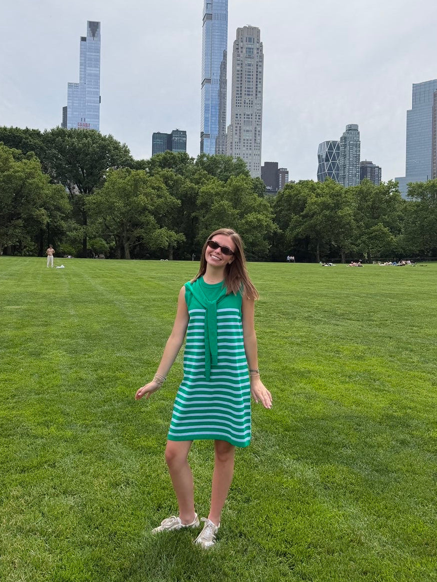 Green Striped Sweater Mini Dress