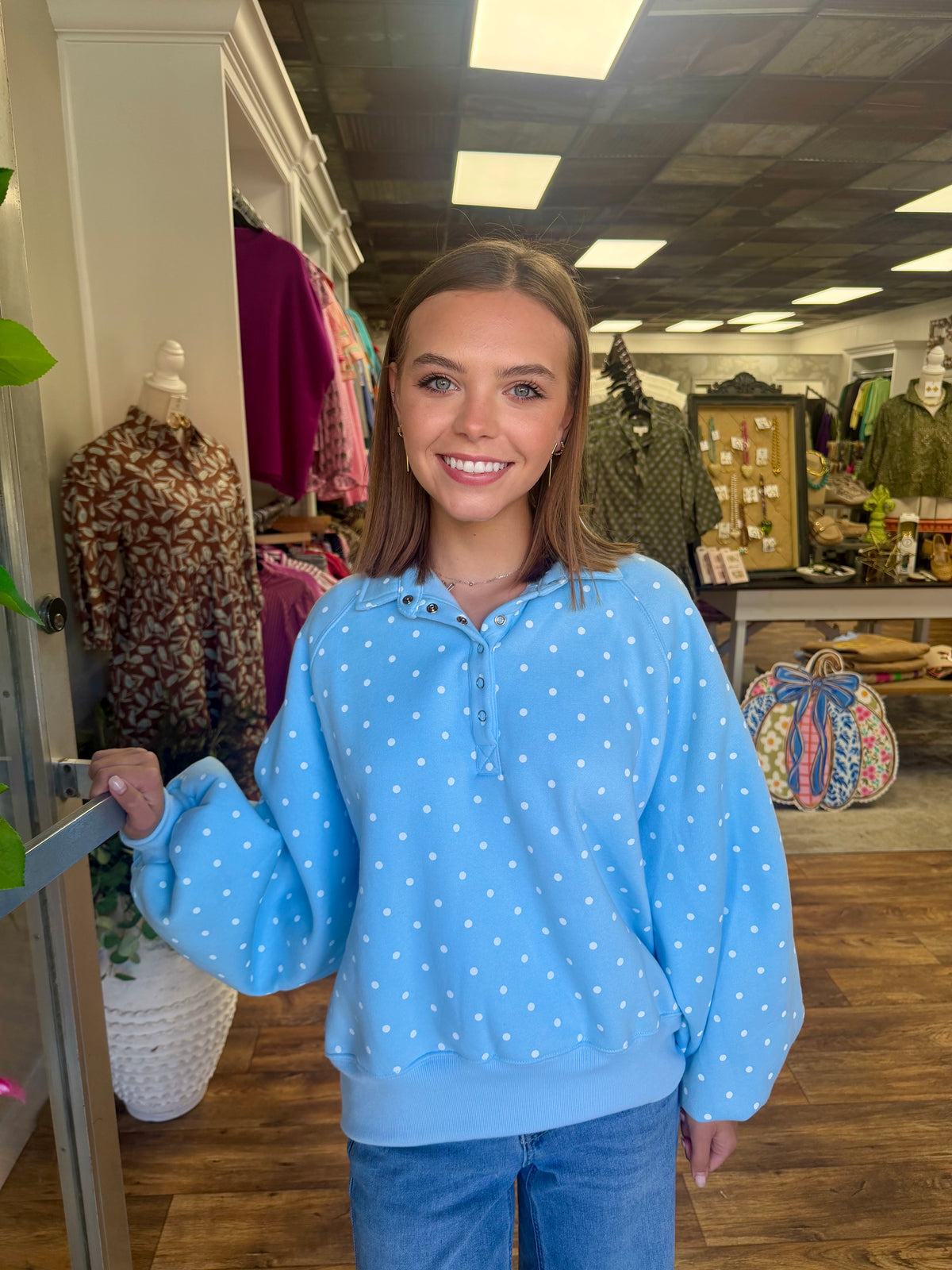 Blue Polka Dot Pullover