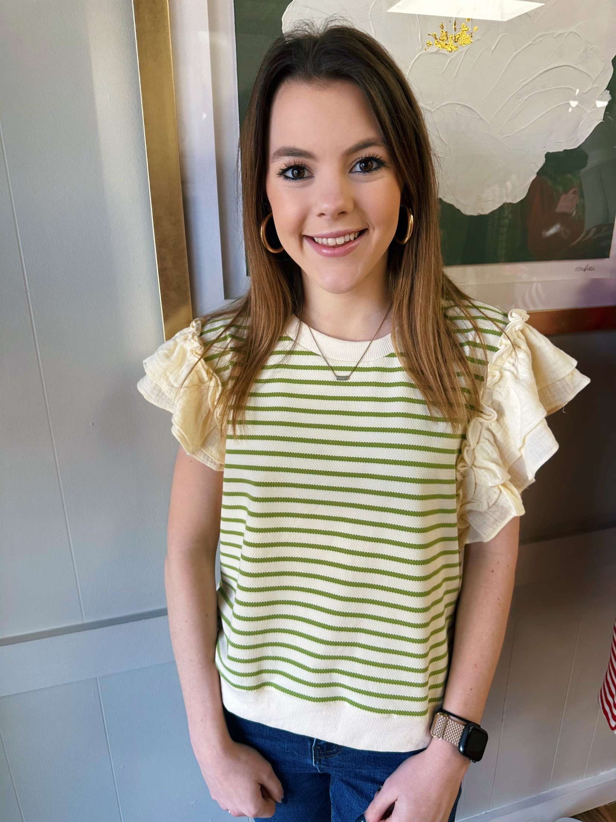 Green Striped Top