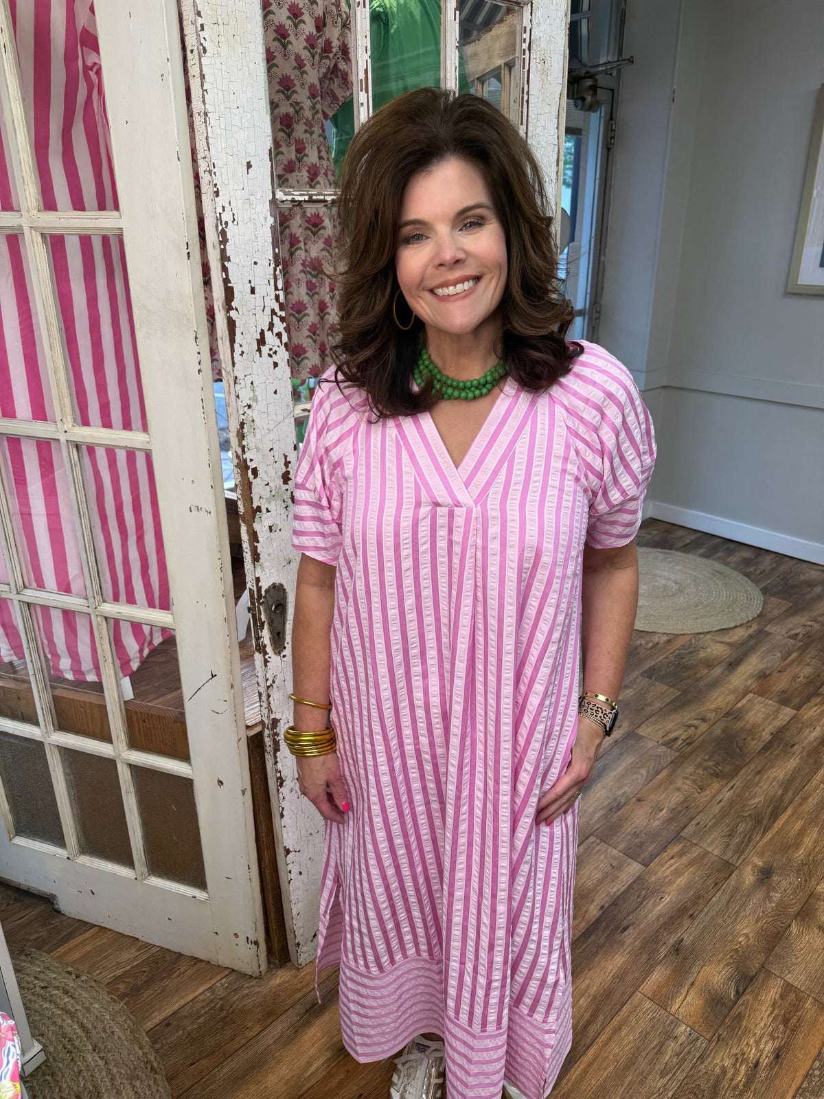 The Coastal Days Striped Midi