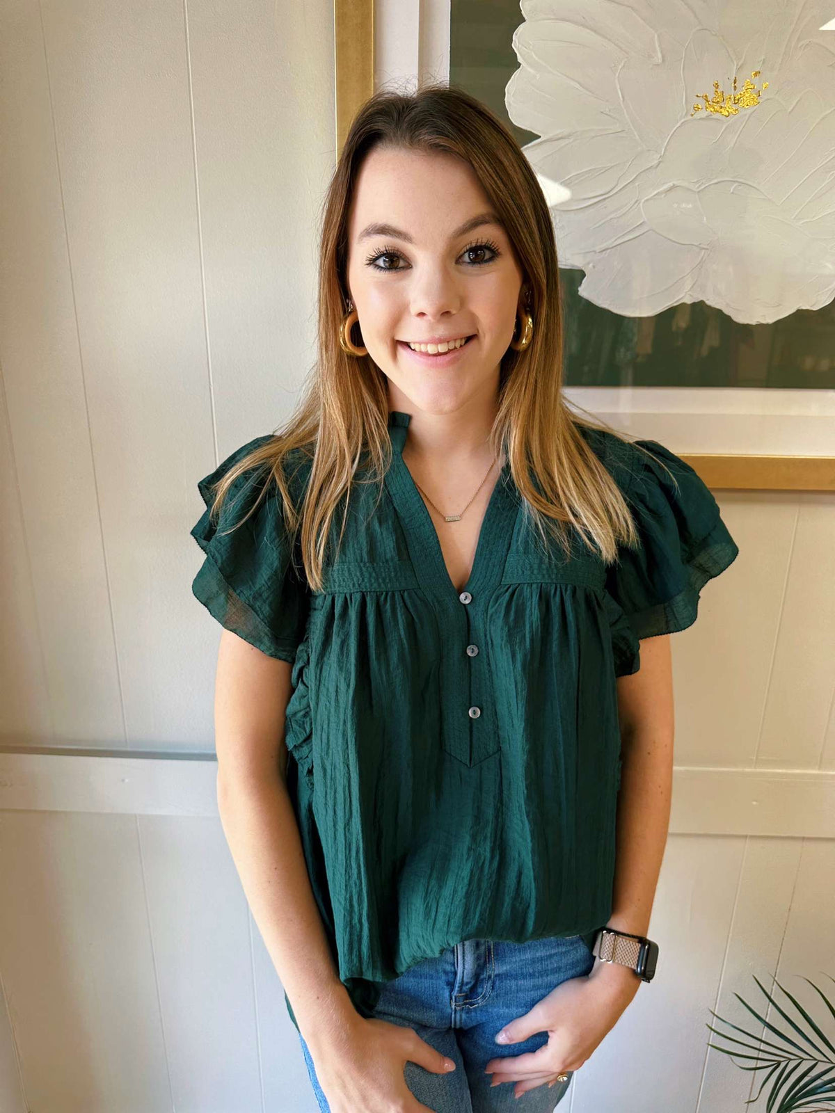 The Basic Blouse in Hunter Green