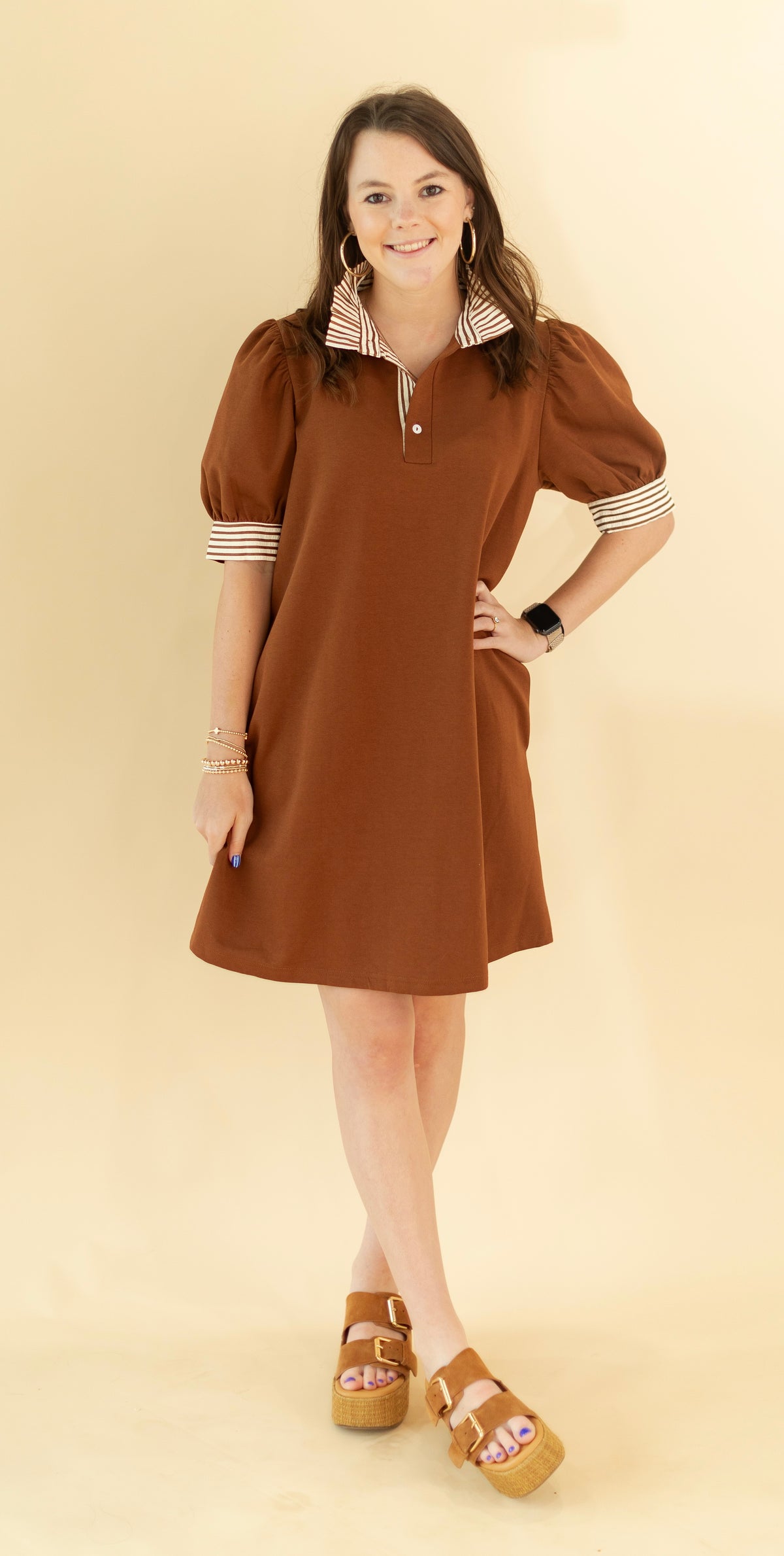 The Addy Dress in Brown