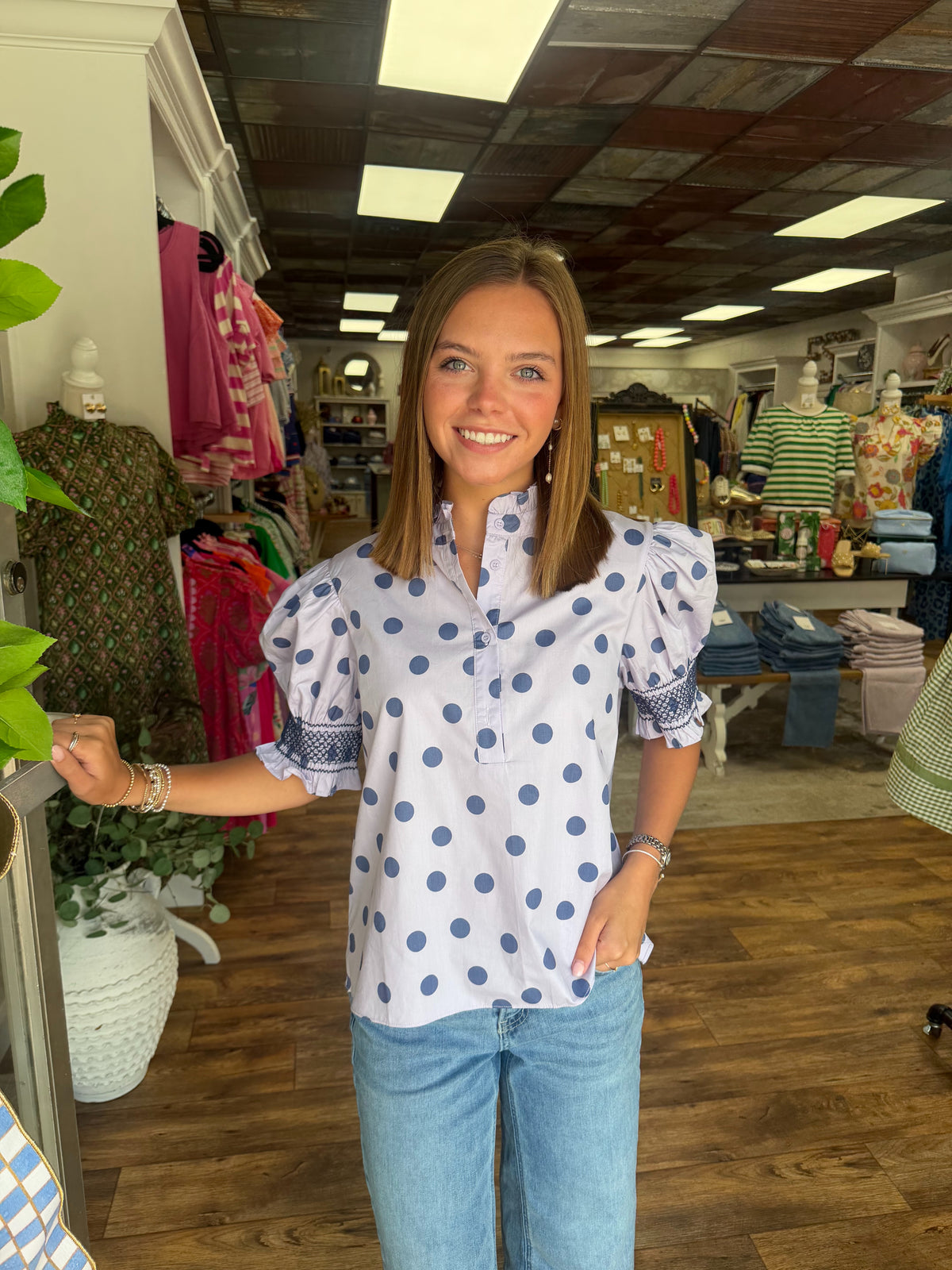 Lavender Polka Dot Top