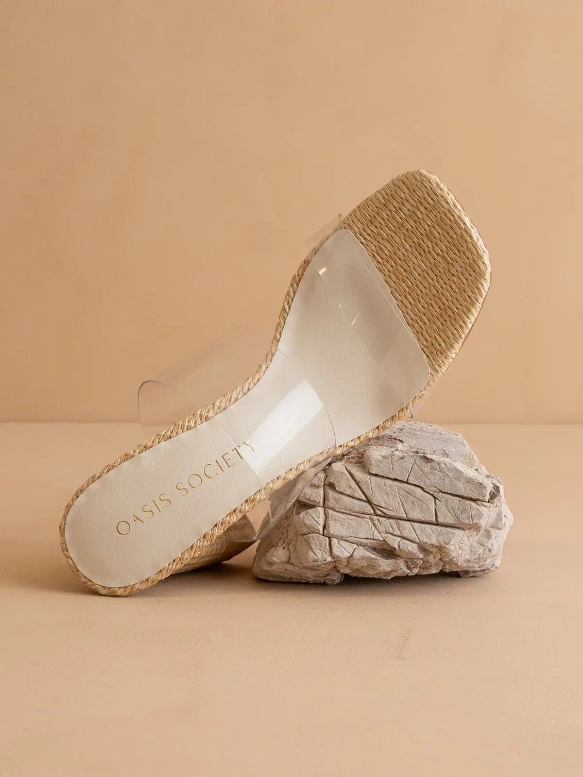 The Francee | Natural Transparent Double Strap Raffia Heel