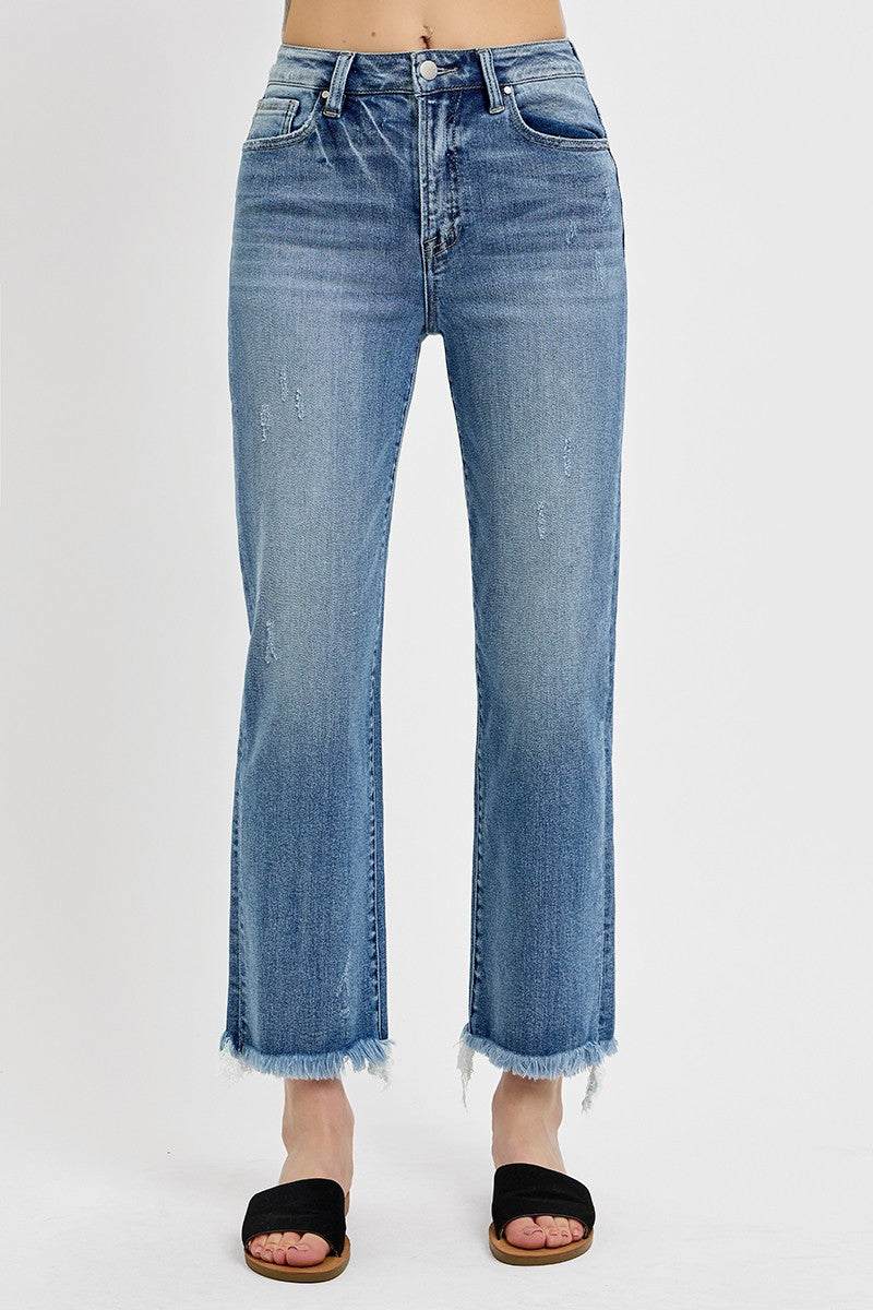 High Rise Crop Straight Jeans
