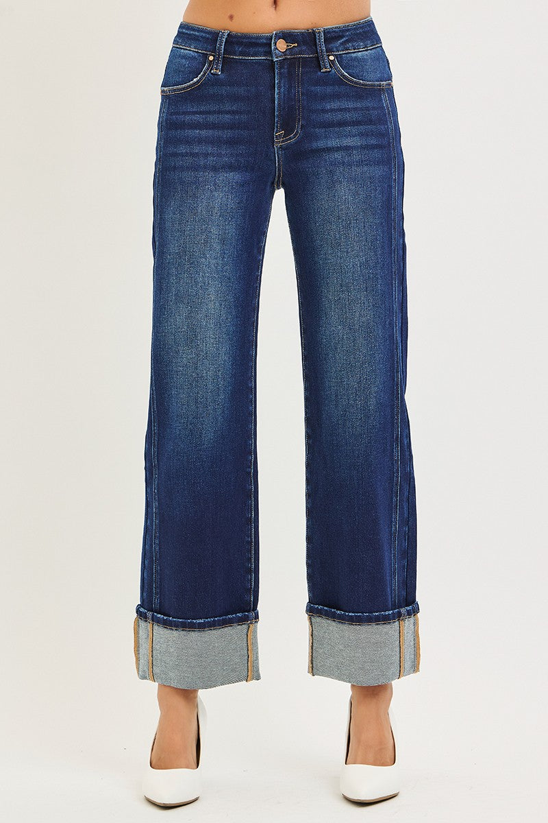 Mid Rise Ankle Straight Jeans