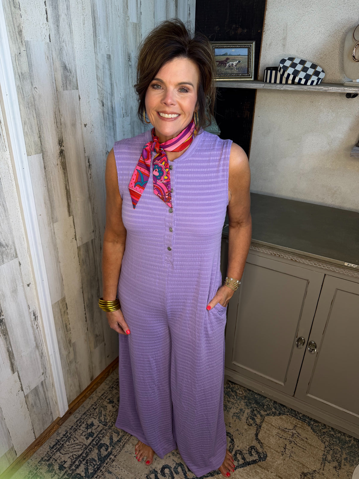 Textured Purple Jumpsuit