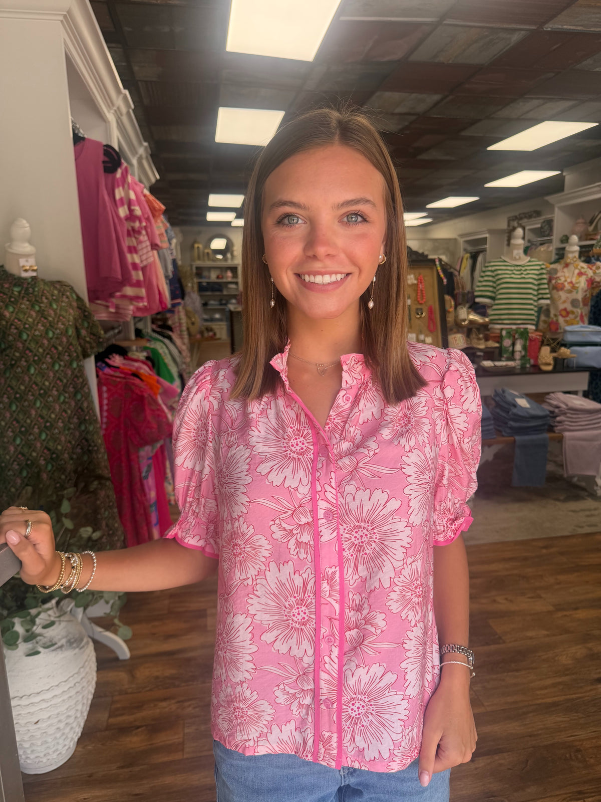 Pink Floral Blouse