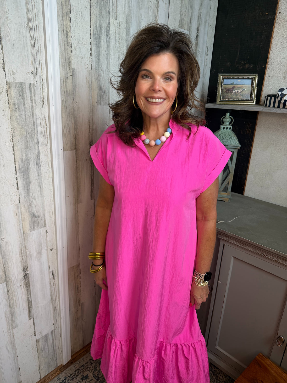 The Hot Pink Midi Dress