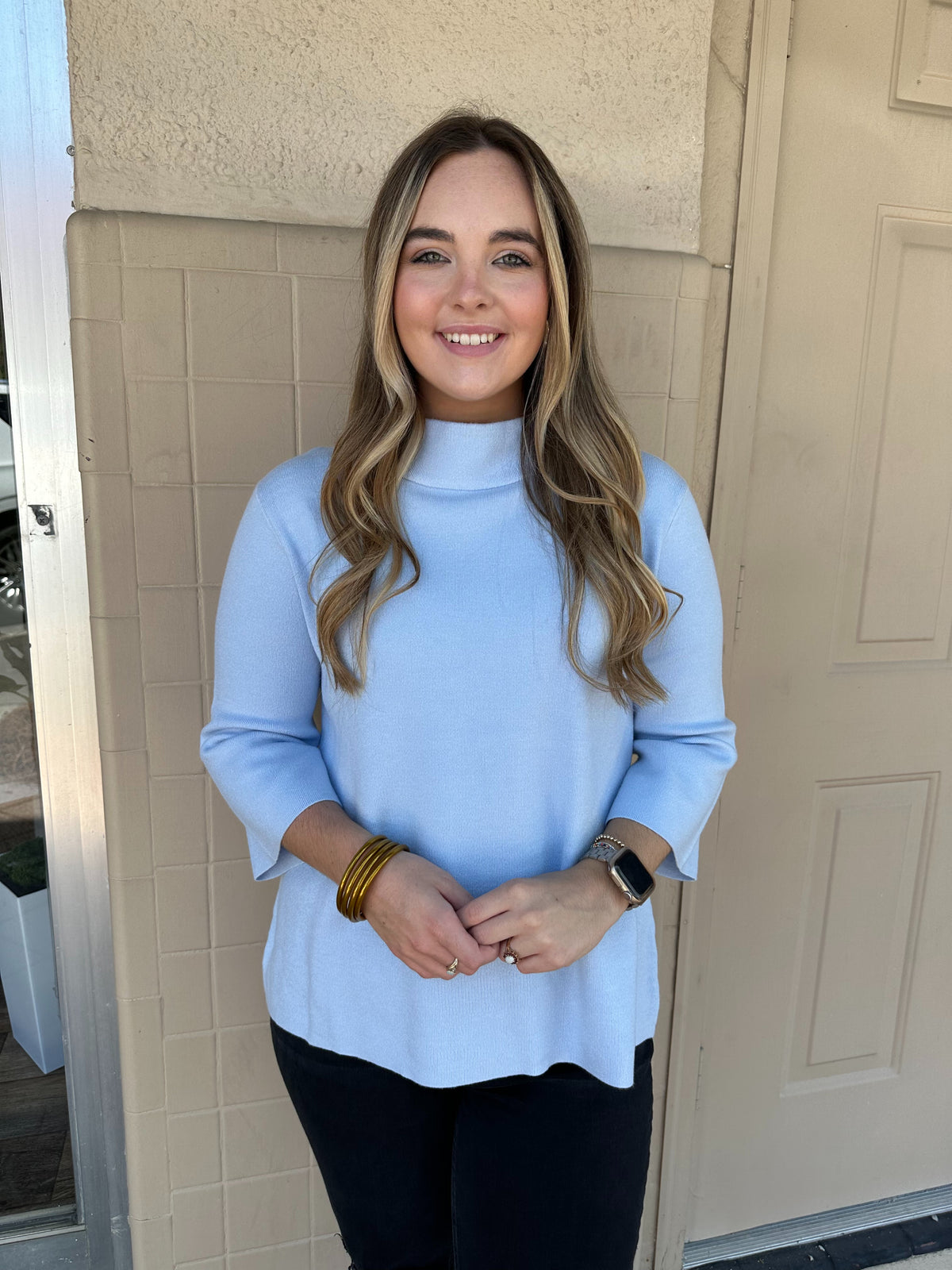 The Amy Sweater in Baby Blue