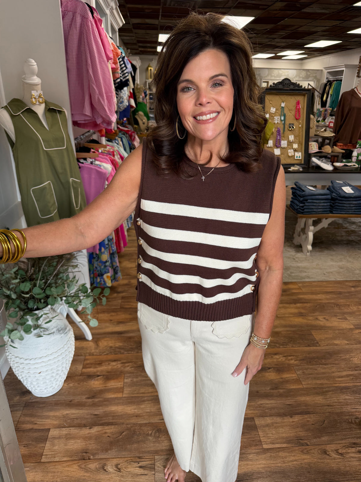 Brown and Cream Striped Sweater
