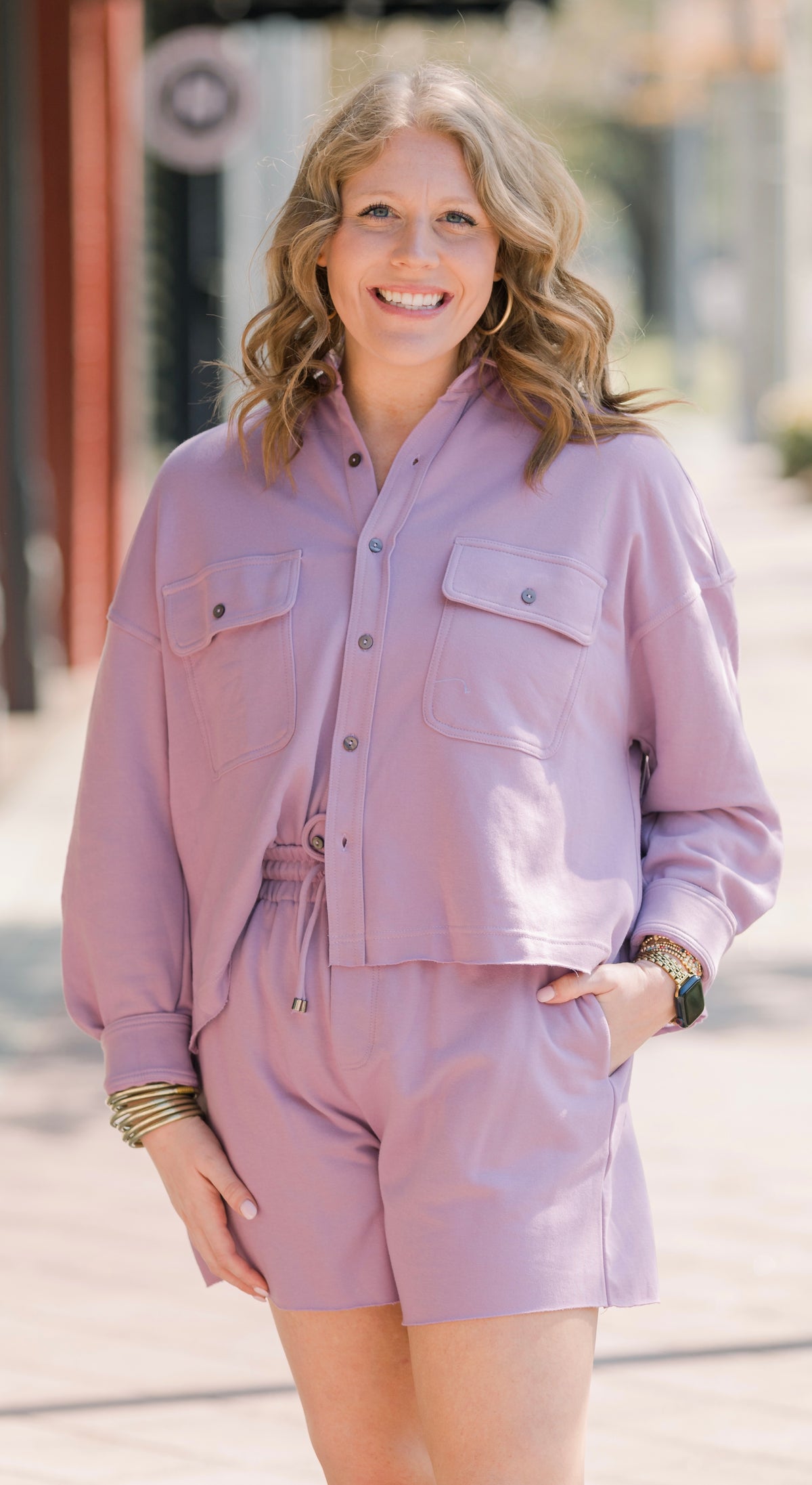 Solid French Terry Shorts Set