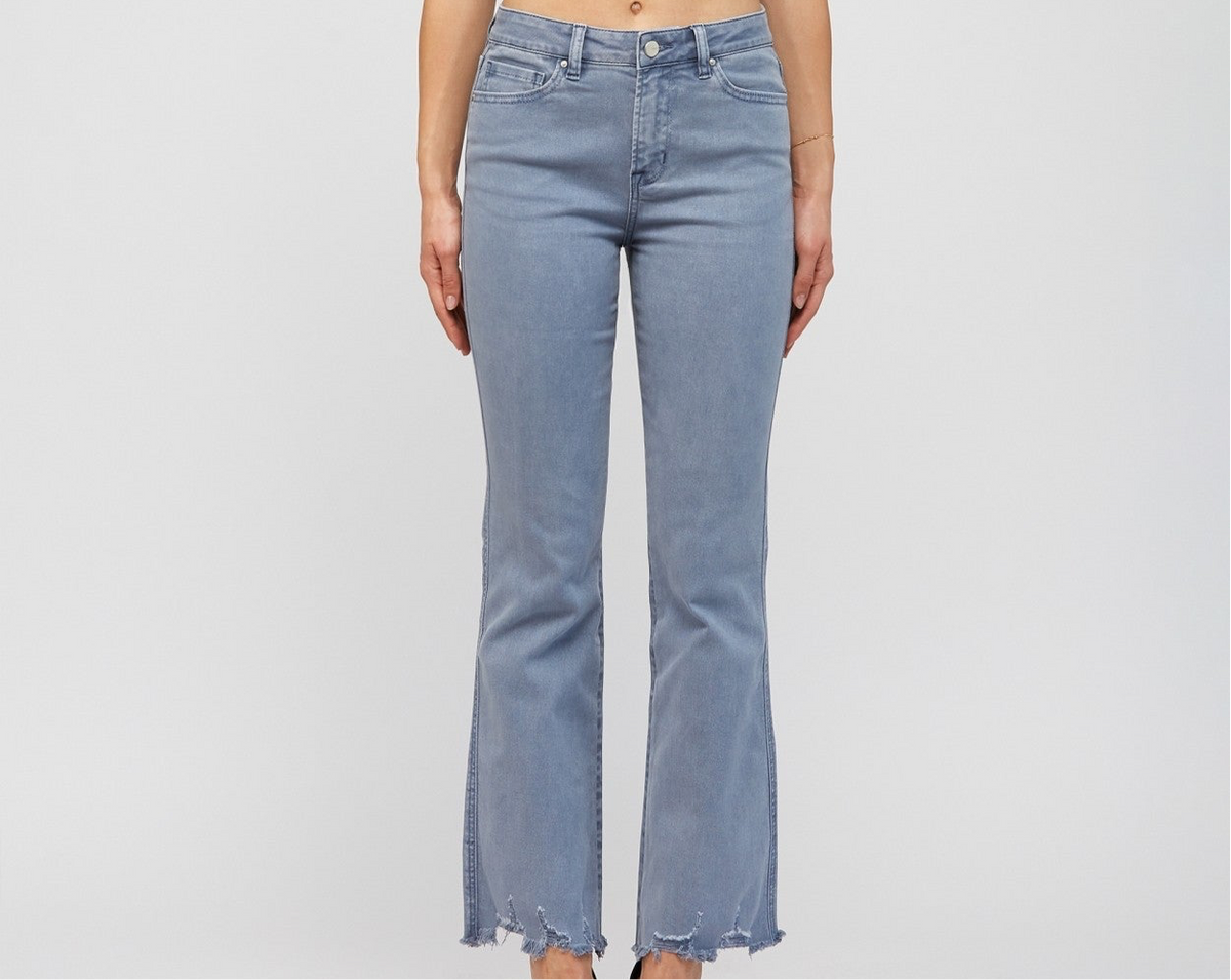 High Rise Ankle Crop Flare in Blue Shadow