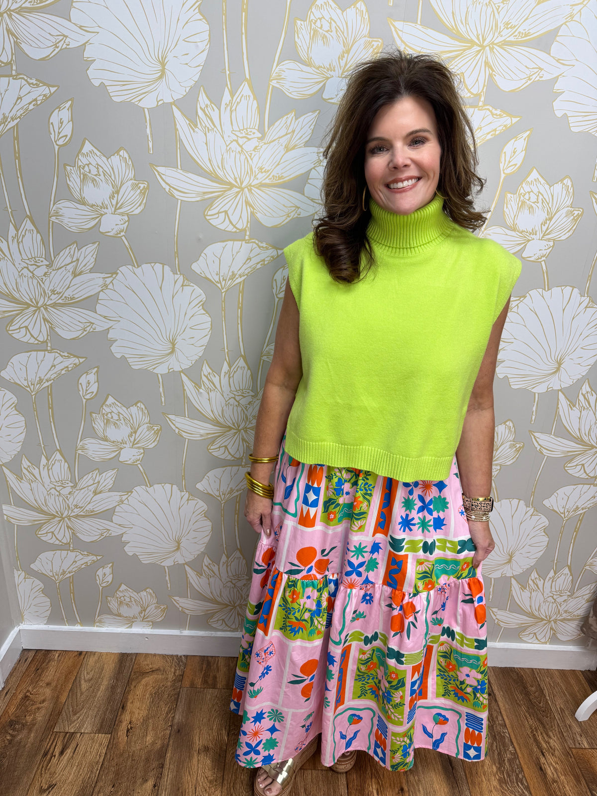 Artist Floral Frame Smock Tier Maxi Skirt| KARLIE