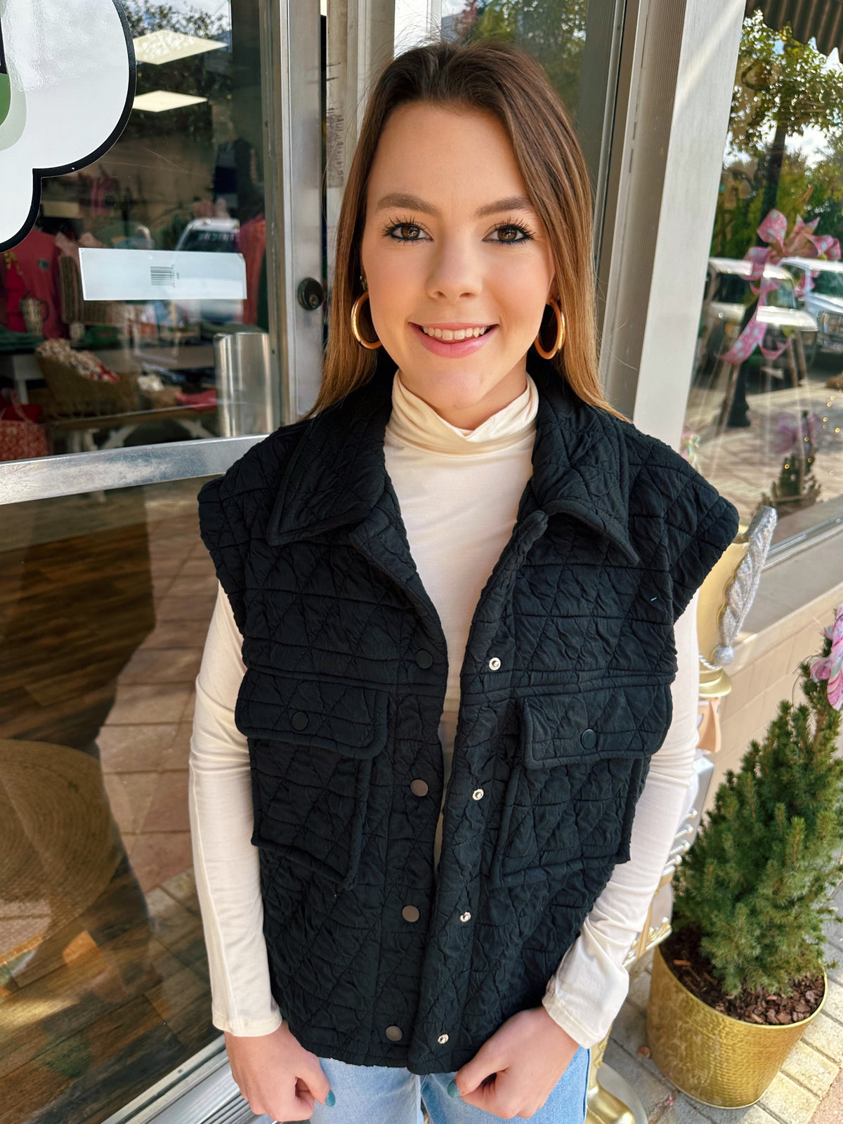 Quilted Vest in Black