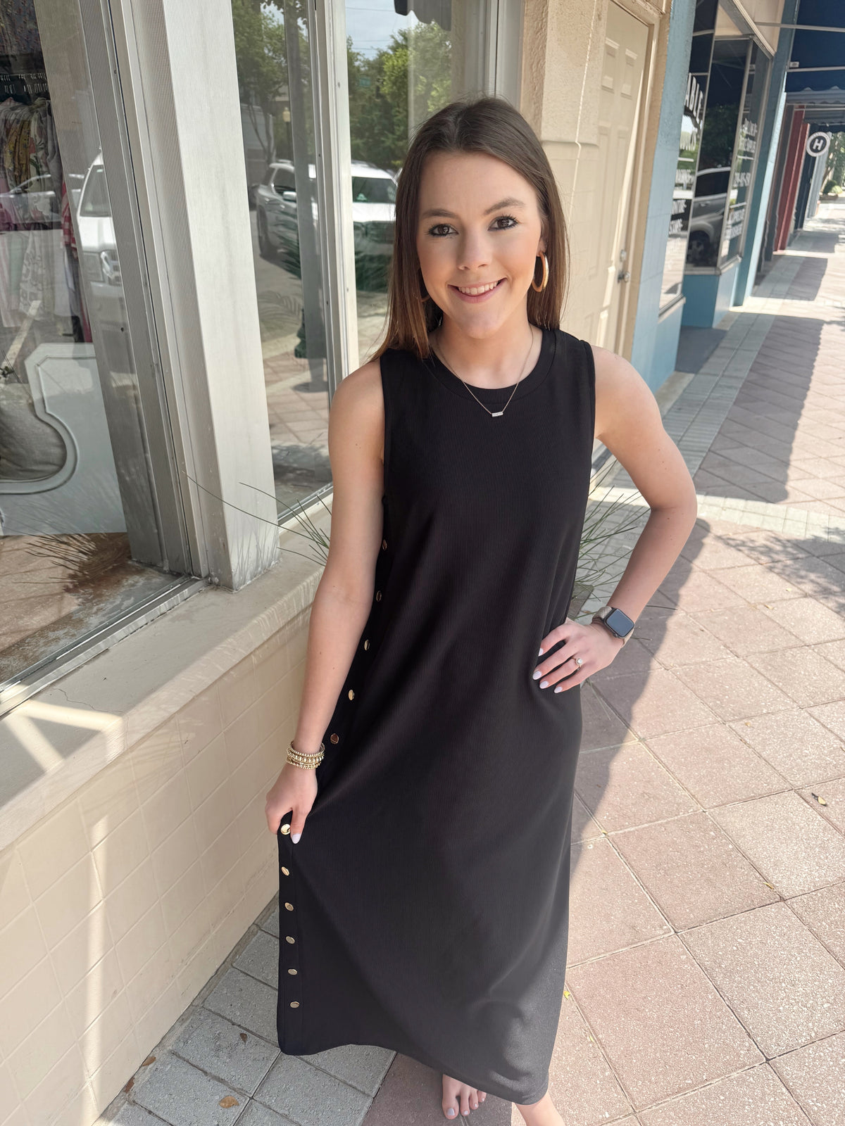 Solid Ribbed Midi Dress