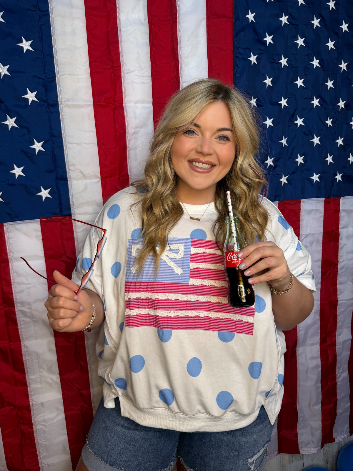 Polka Dot American Flag Top