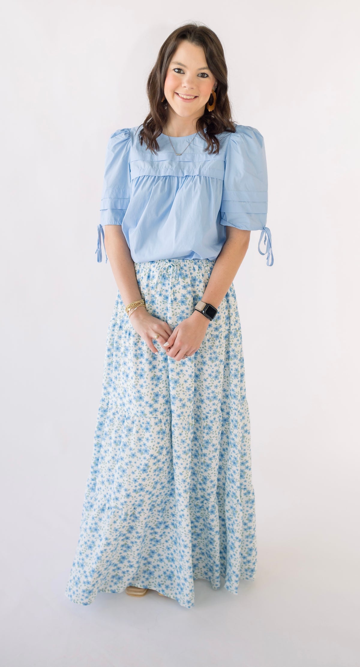 Blue Floral Maxi Skirt