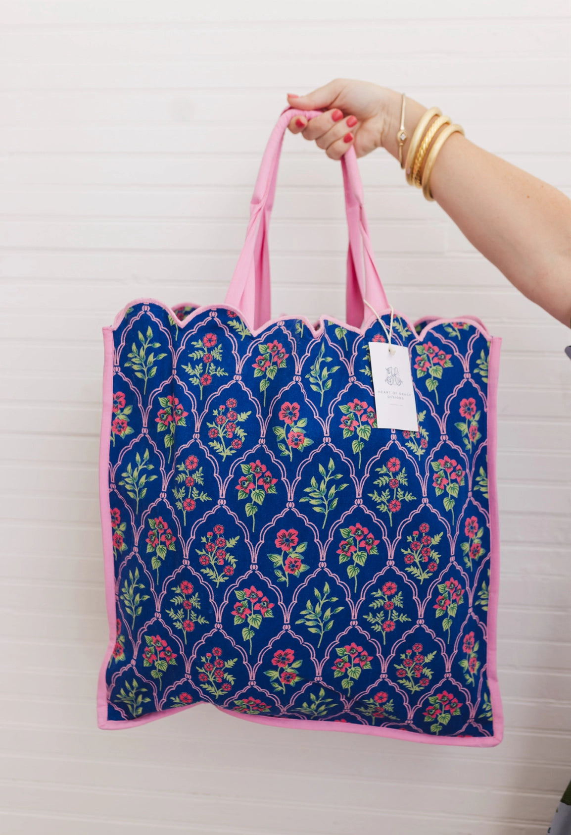 Midnight Luxe Quilted Scalloped Tote Bag