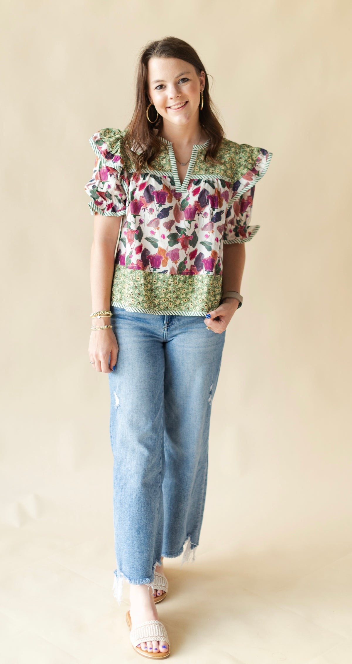 Multi Floral Fall Blouse
