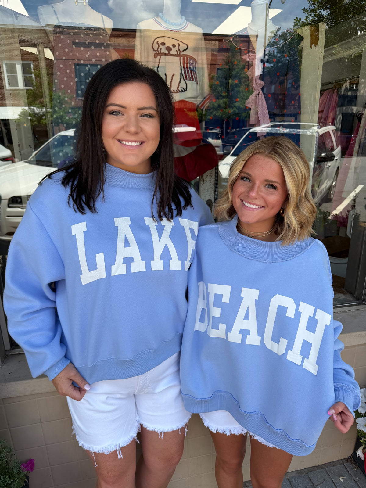 Beach and Lake Reversible Mock Neck Sweatshirt