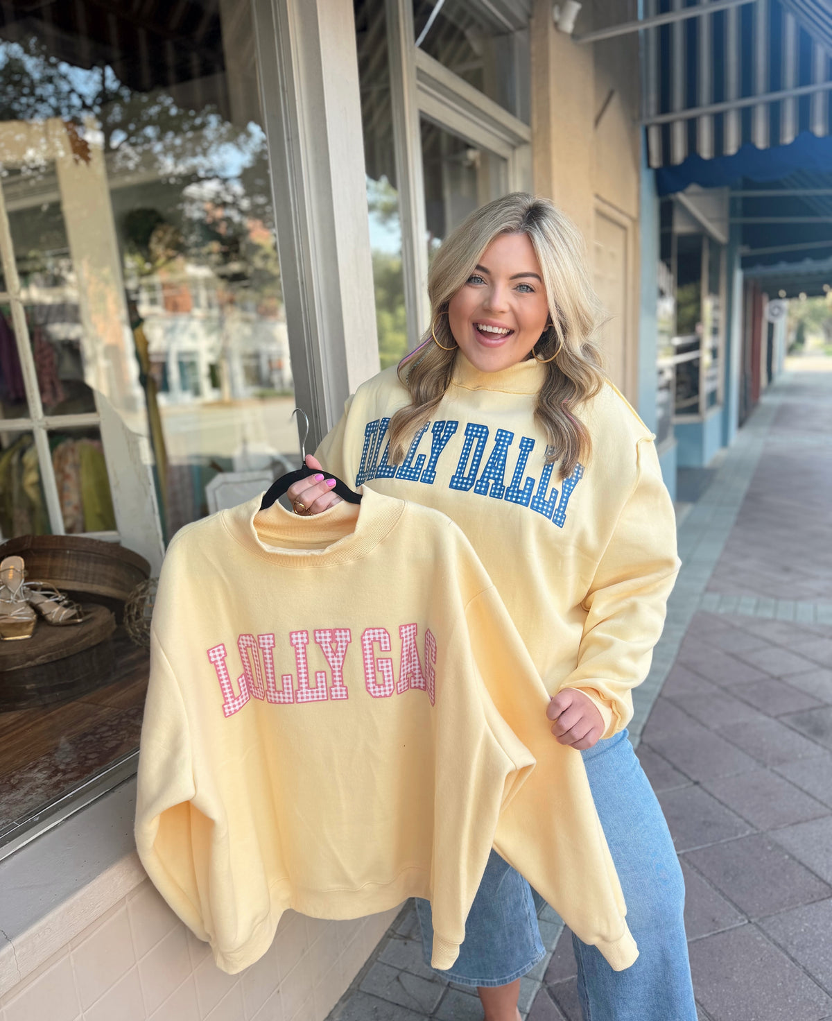 Dilly Dally and Lolly Gag Reversible Mock Neck Sweatshirt