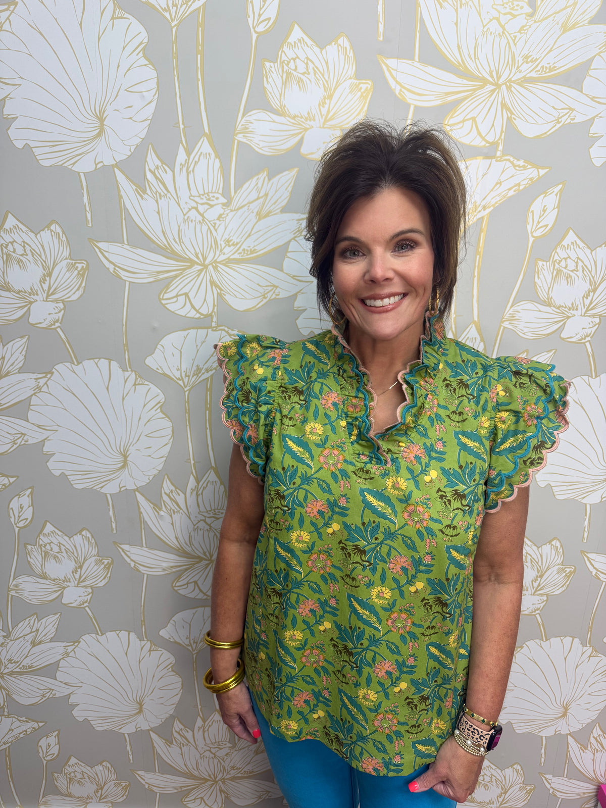 Floral Scalloped Top