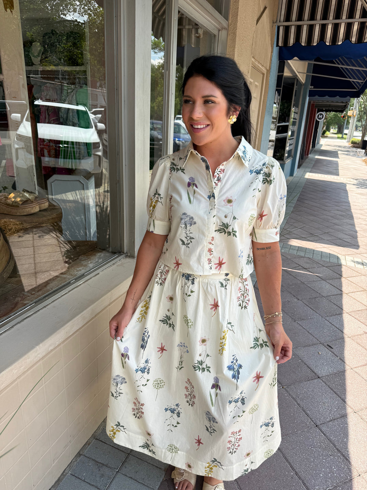 The Ecru Floral Skirt Set