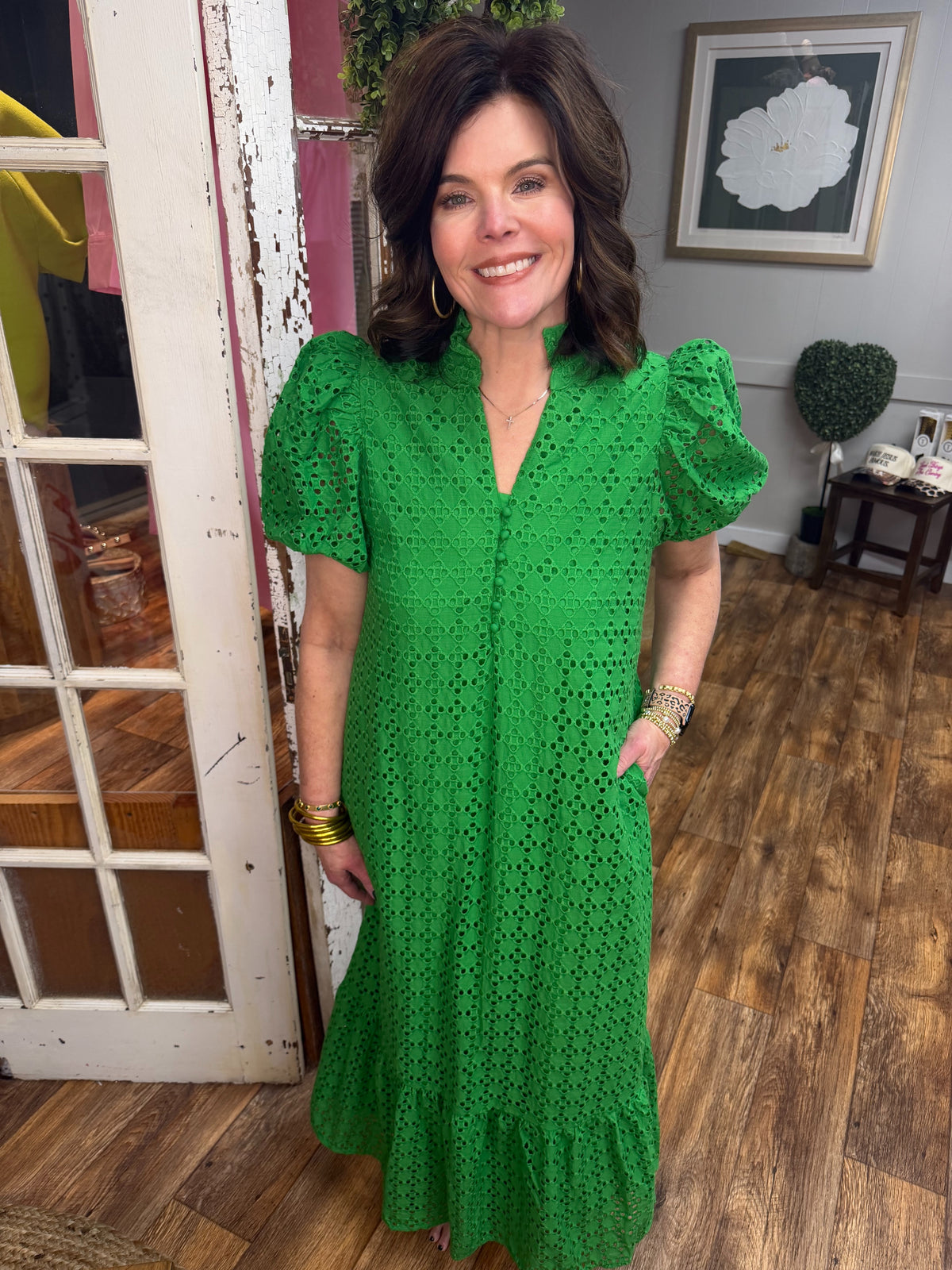 The Green Eyelet Midi