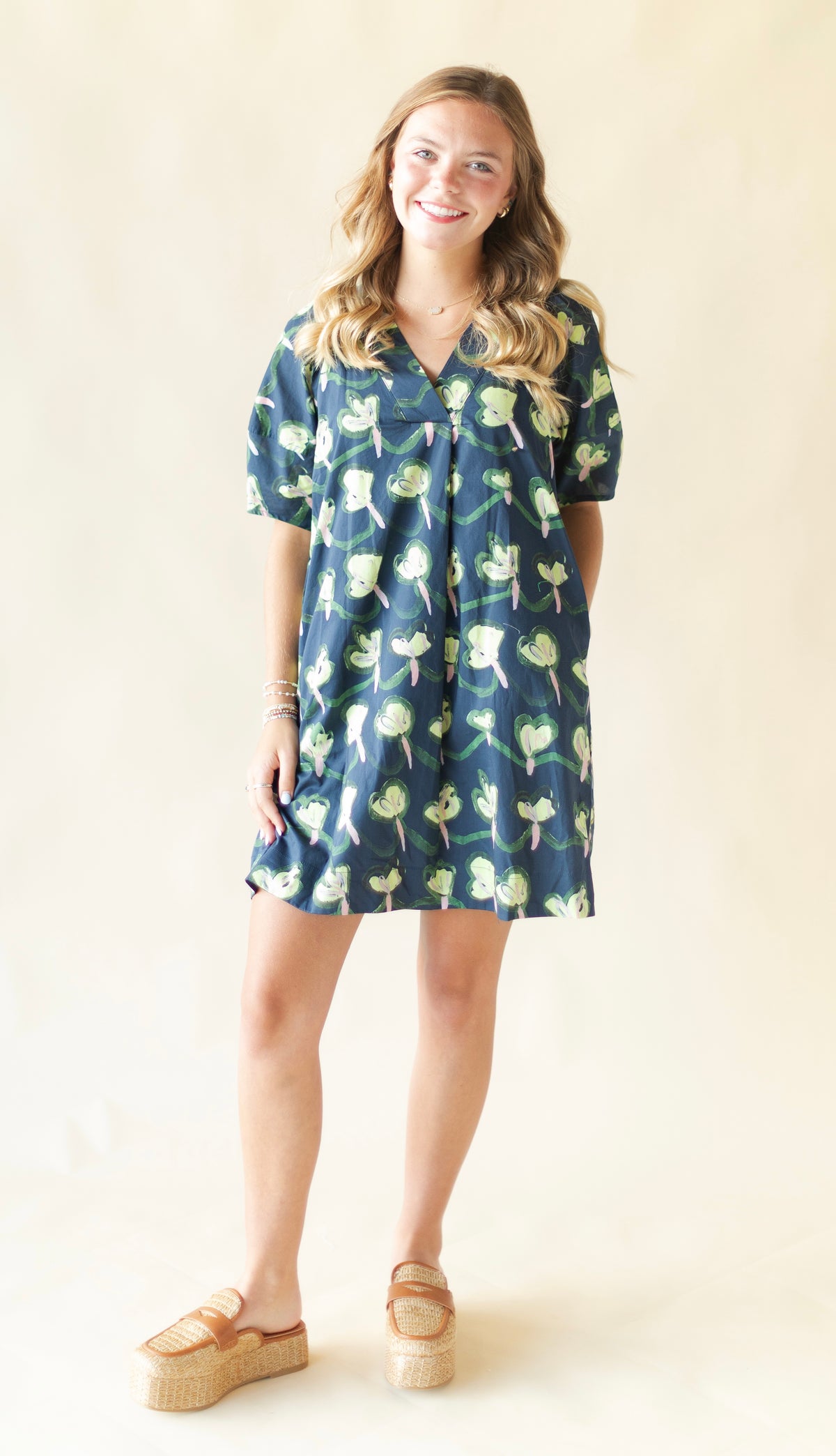 Navy Floral Printed Mini