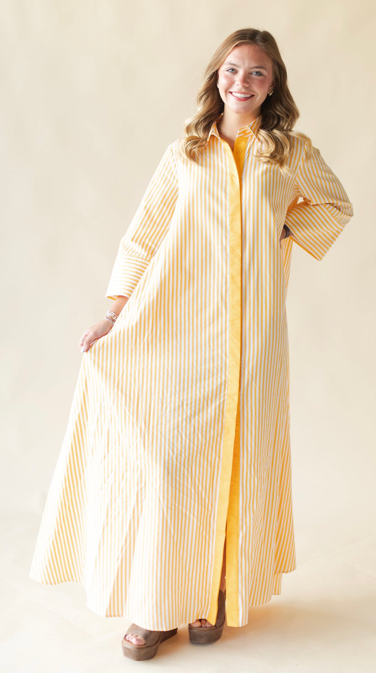 Yellow and White Striped Maxi