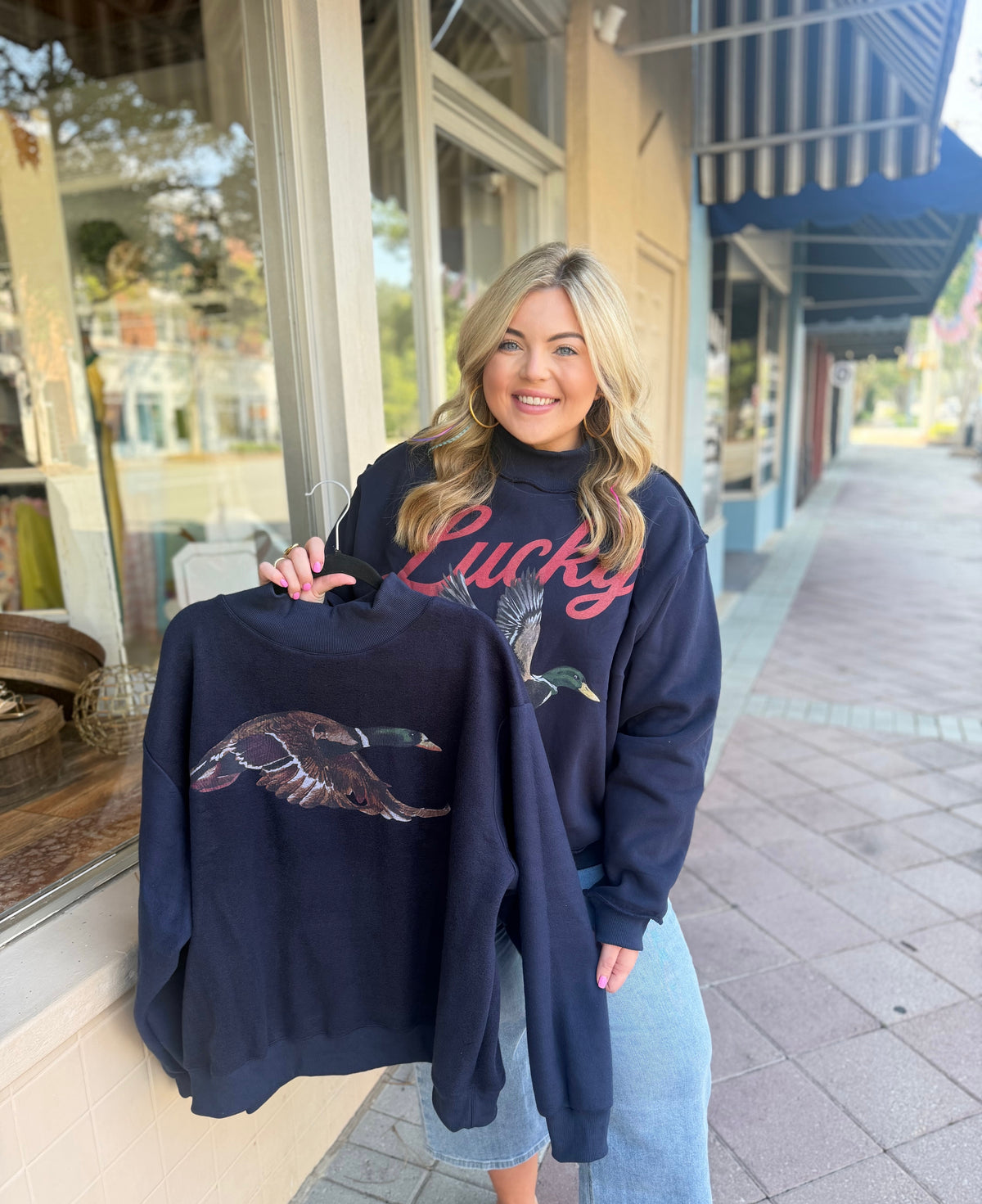 Lucky and Mallard Mockneck Reversible Sweatshirt