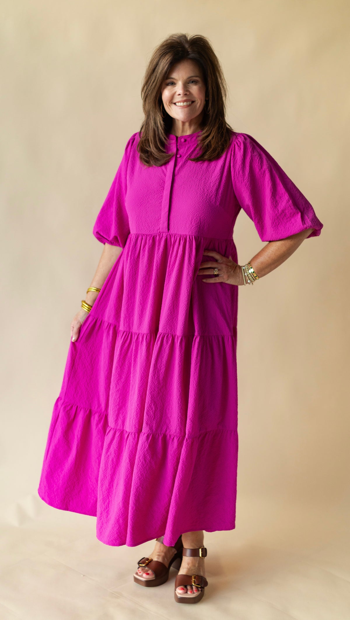 Magenta Tiered Midi