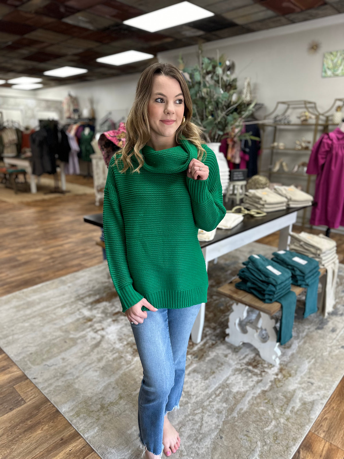 Kelly Green Knit Sweater