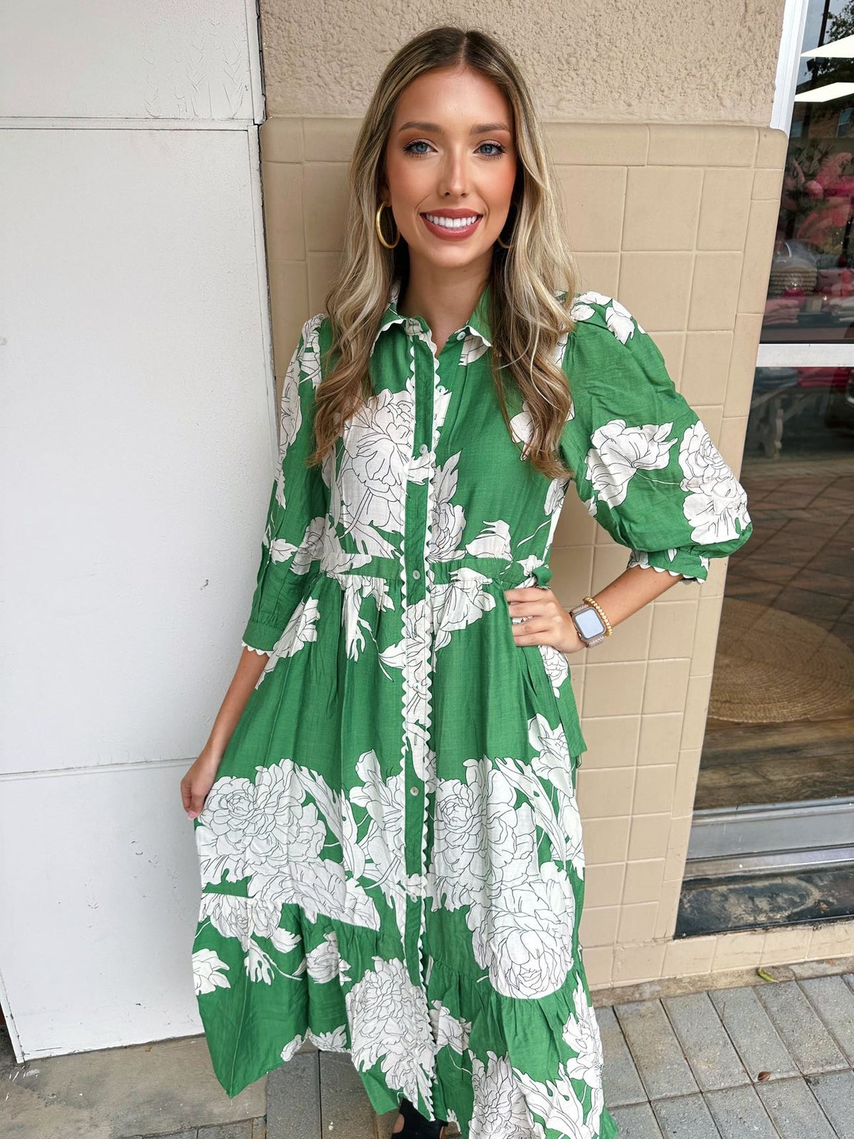 Green Floral Maxi Dress