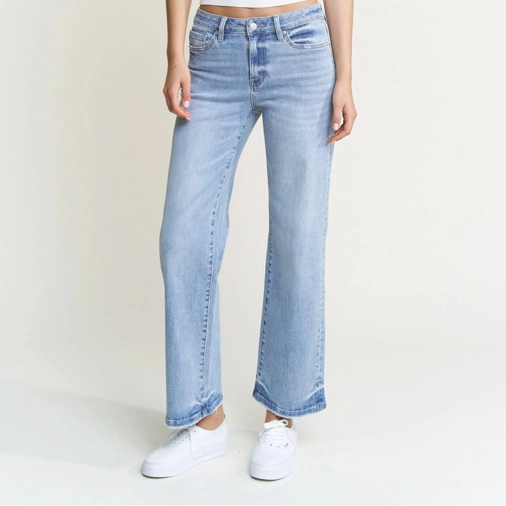 Mid Rise Loose Fit Straight Ankle Jeans