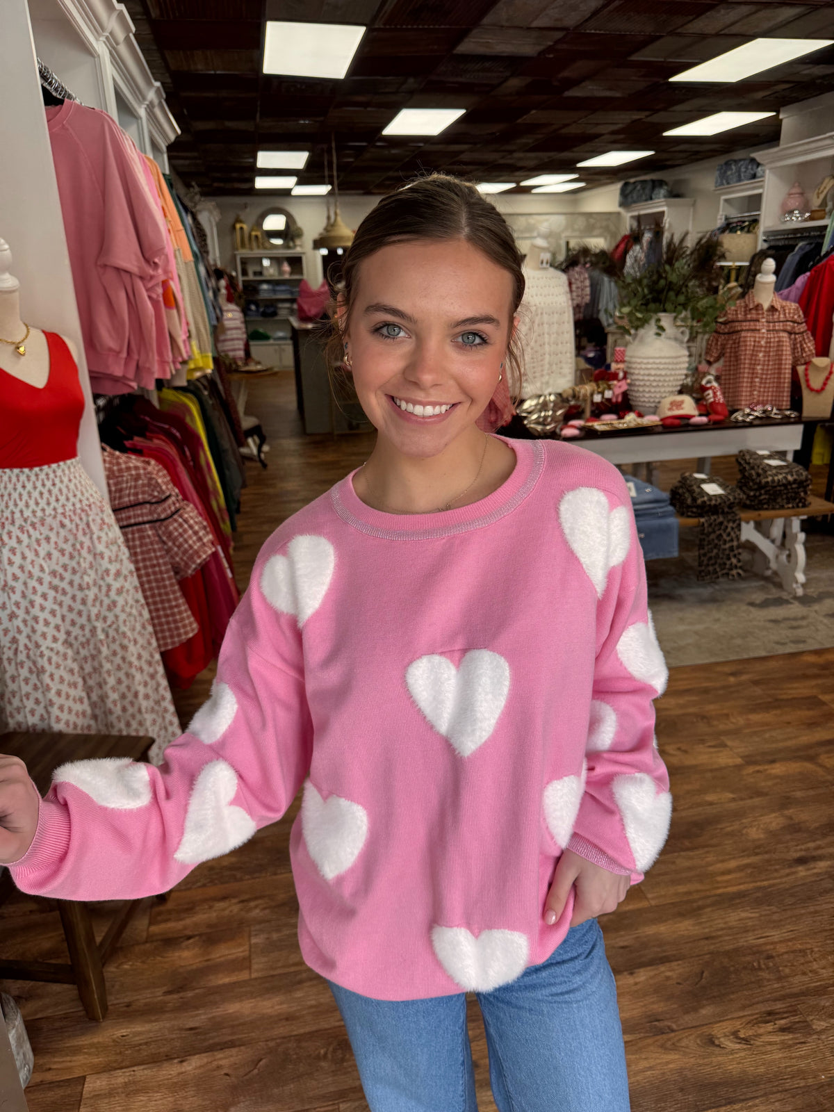 Pink Hearts Sweater